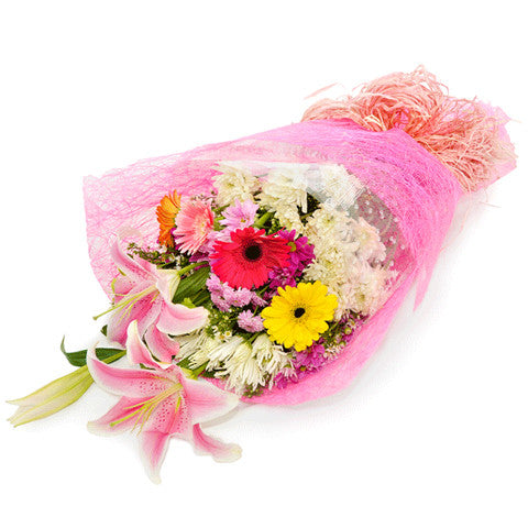 Bouquet of spring flowers with stargazer