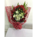 Red Alstroemeria with White Orchids