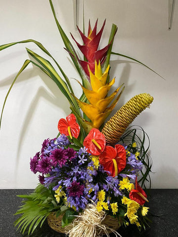 Exotic arrangement in a basket